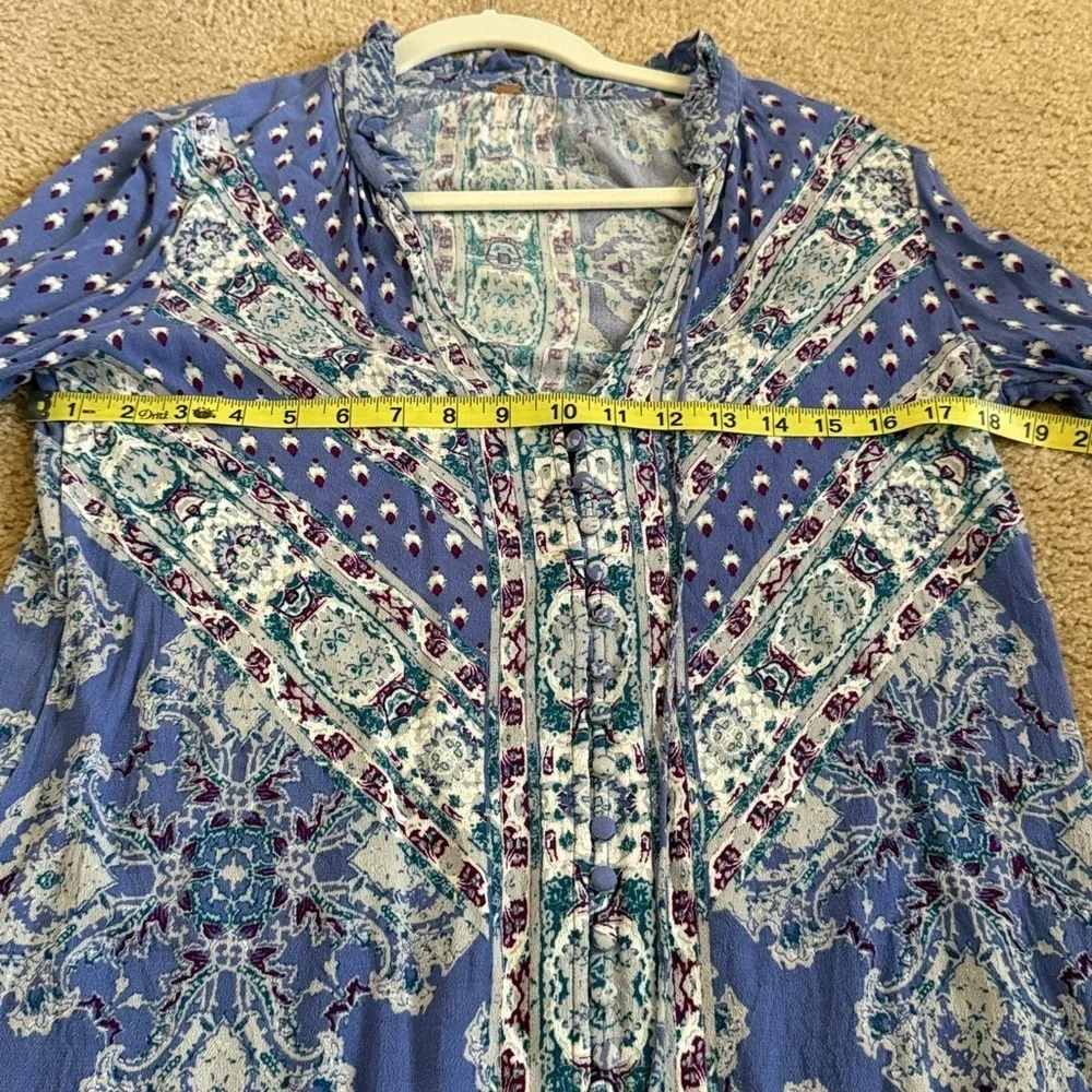 Free People Magic Mystery Tunic Dress Bell Sleeve Blue Boho XS NWOT - Picture 6 of 6